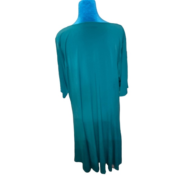 Susan Graver size 1xblue green dress short sleeves 92% polyester - Picture 4 of 7